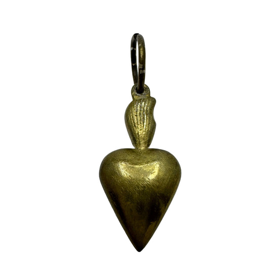 Antique Bronze Flaming Heart Pendant.
