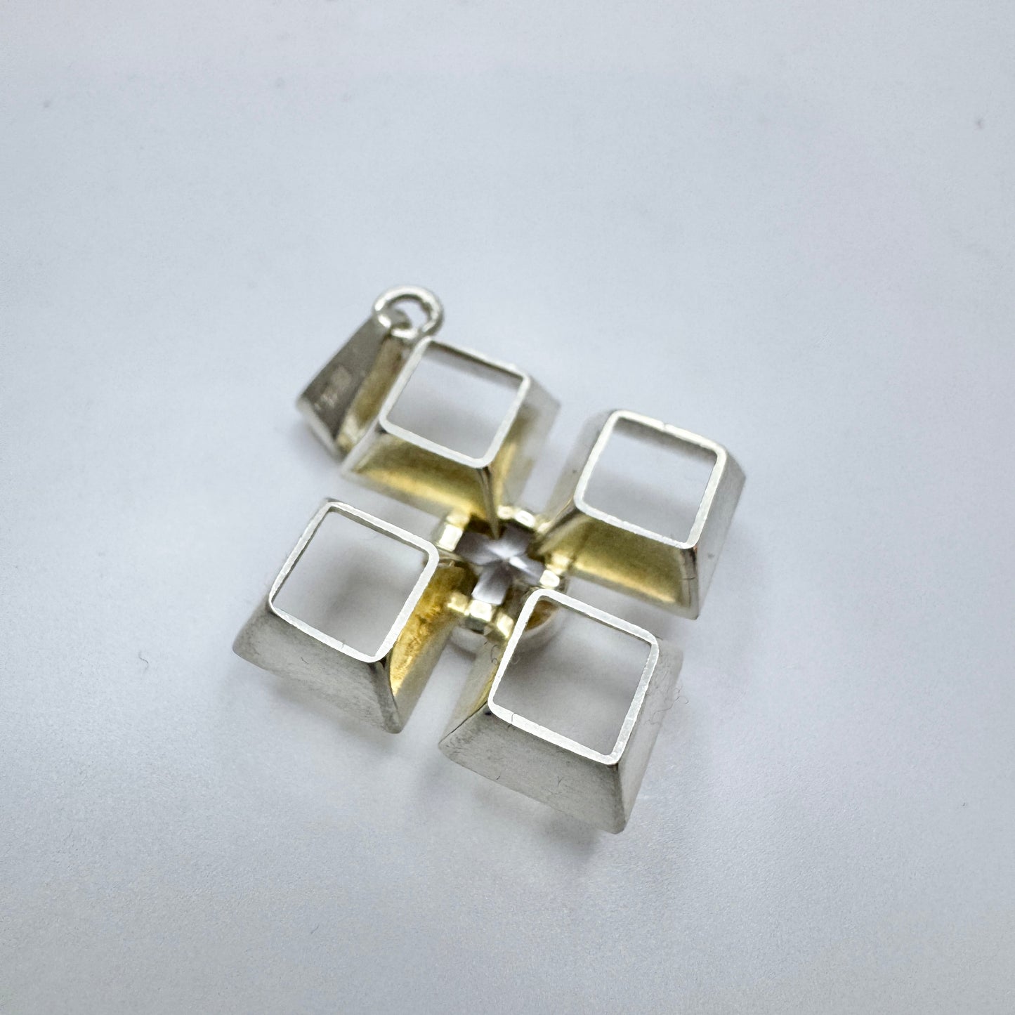 Finland ca 1970. Vintage Solid Silver Rock Crystal Pendant.