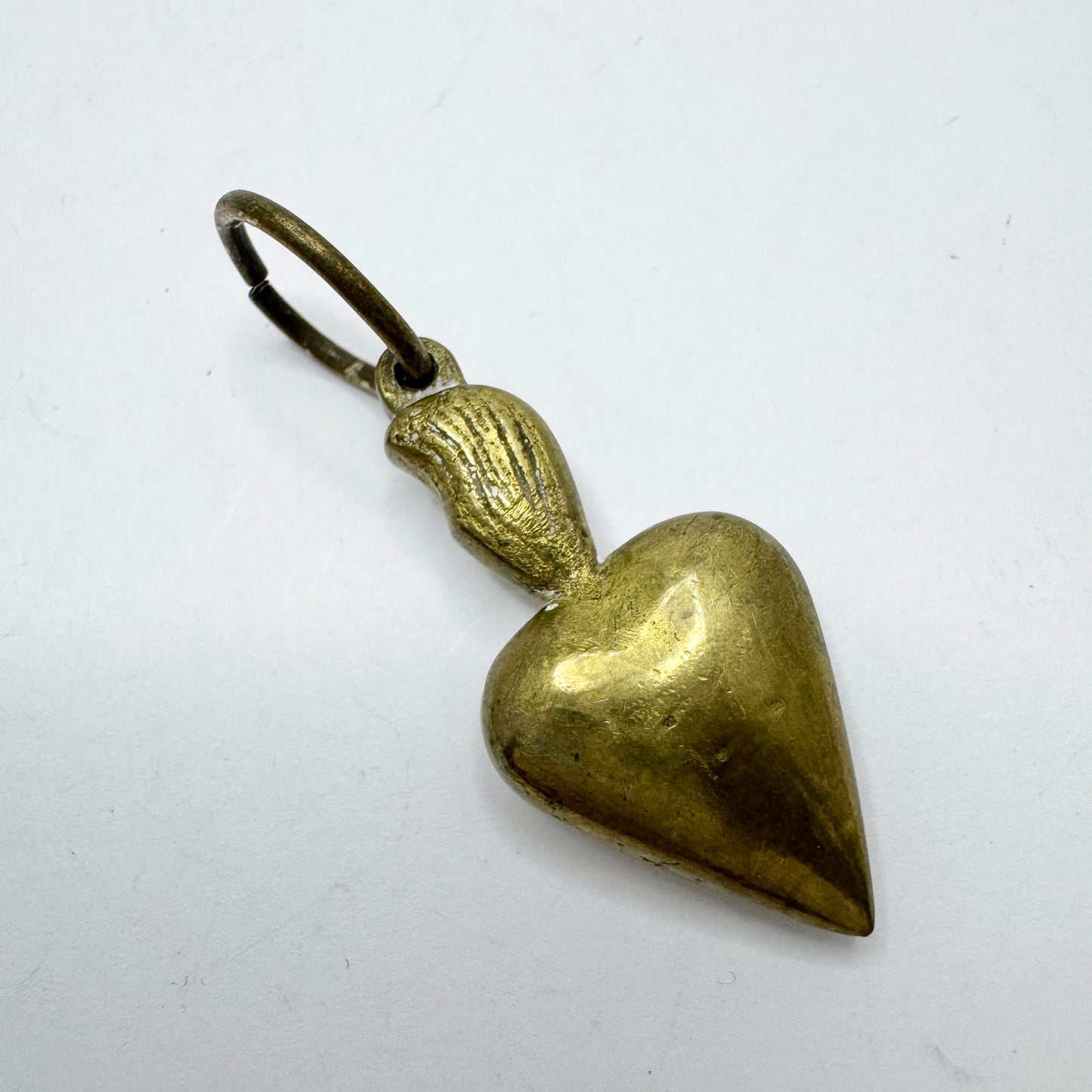 Antique Bronze Flaming Heart Pendant.