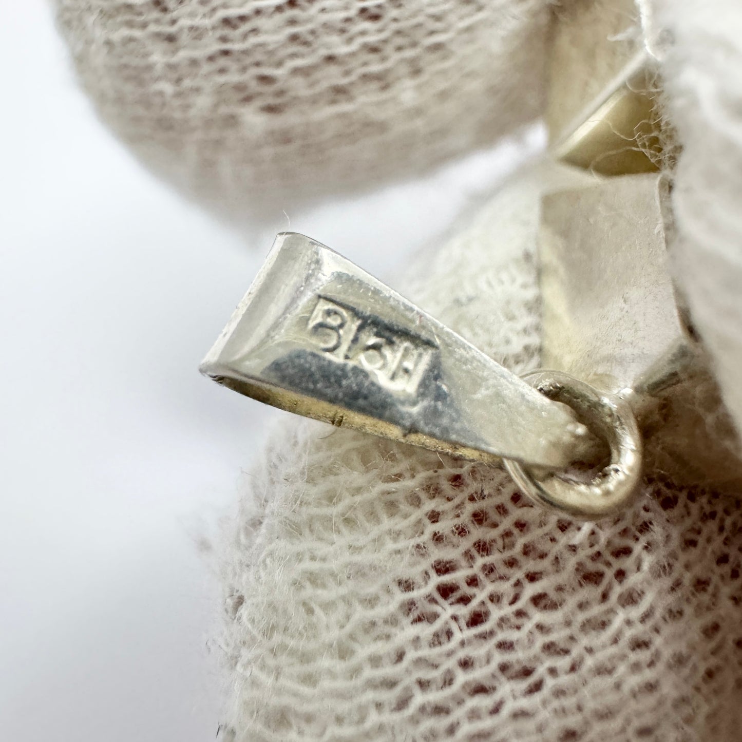 Finland ca 1970. Vintage Solid Silver Rock Crystal Pendant.