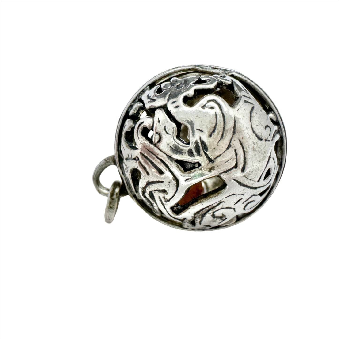 Vintage or Antique Solid Silver Scandinavian Troll-Sphere Pendant.