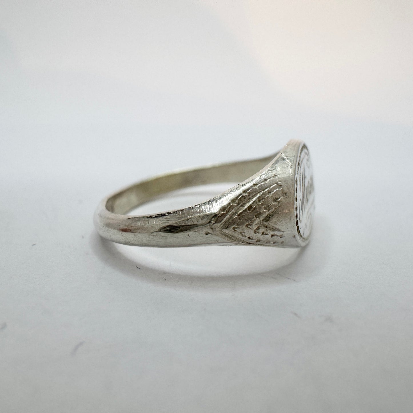 Sweden, early 1900s. Antique Solid Silver Memory Ring