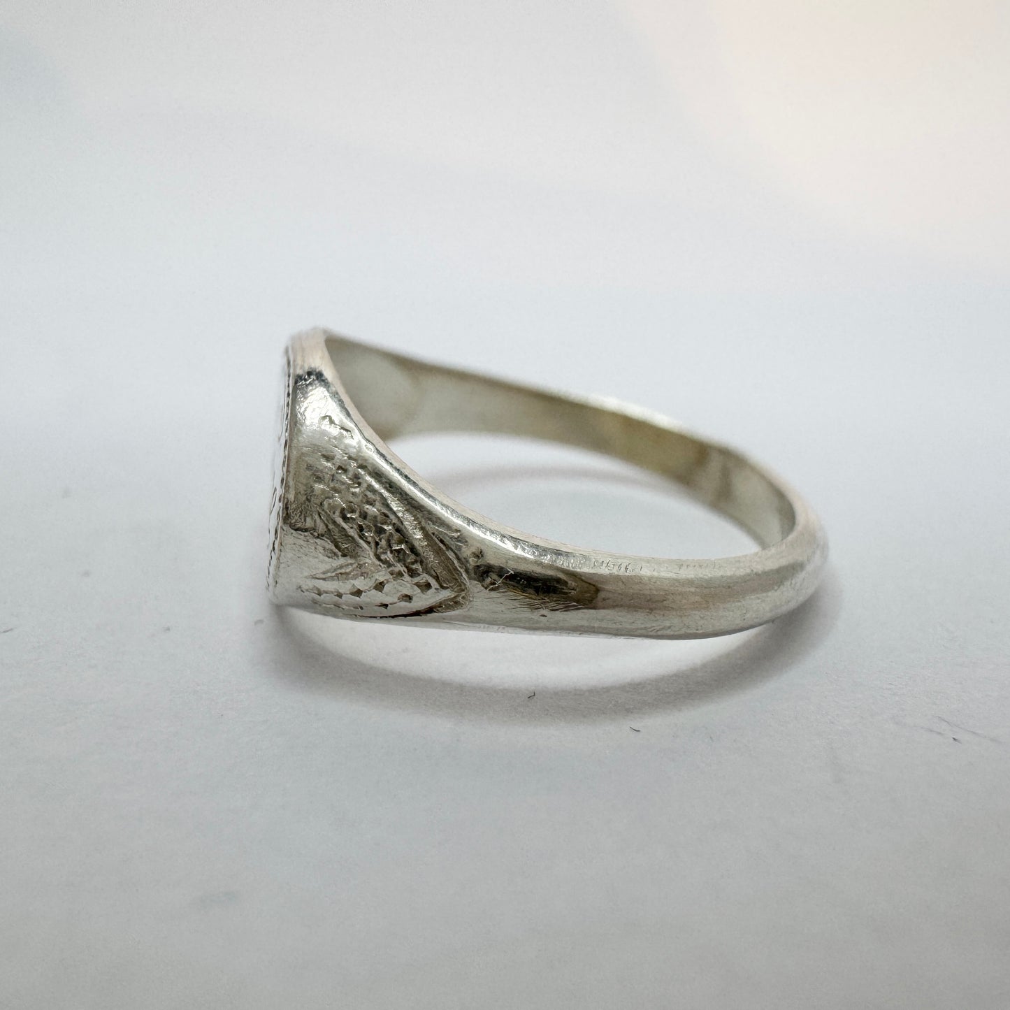 Sweden, early 1900s. Antique Solid Silver Memory Ring