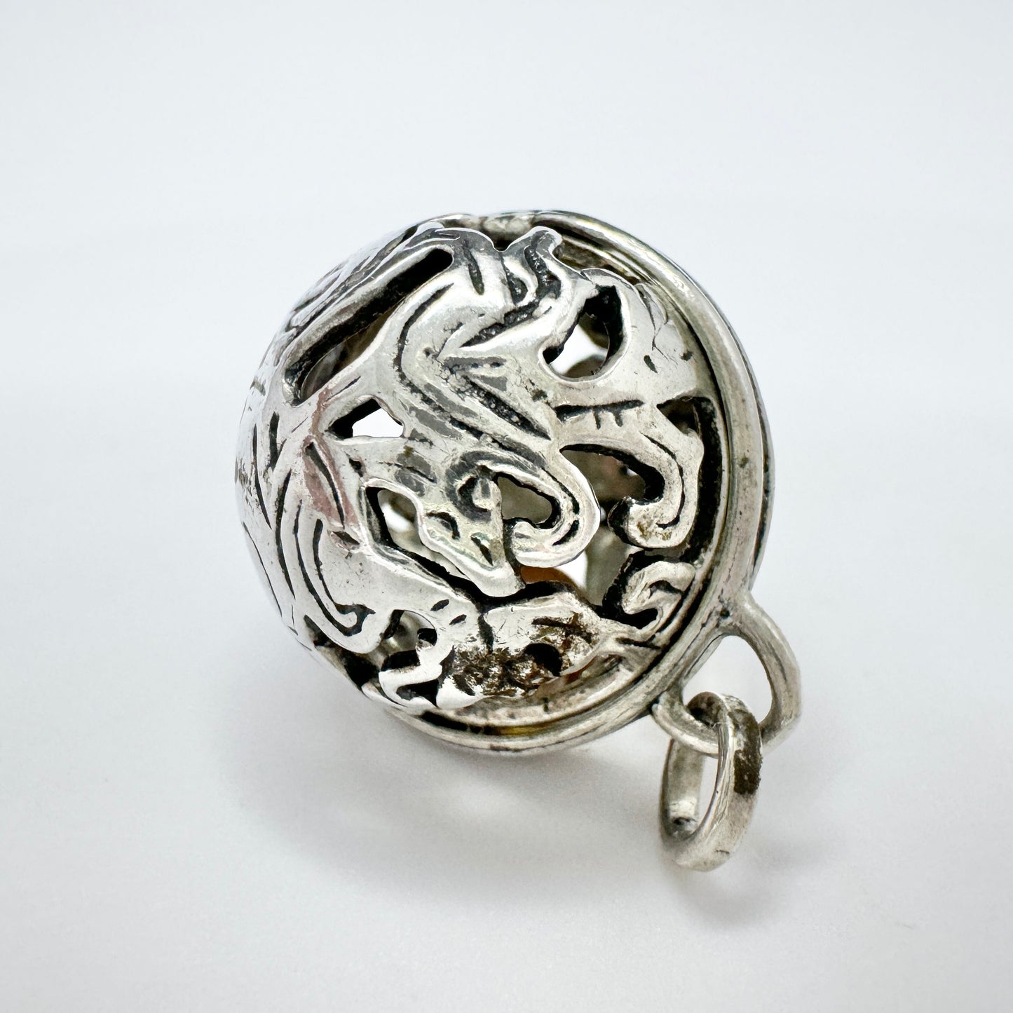 Vintage or Antique Solid Silver Scandinavian Troll-Sphere Pendant.