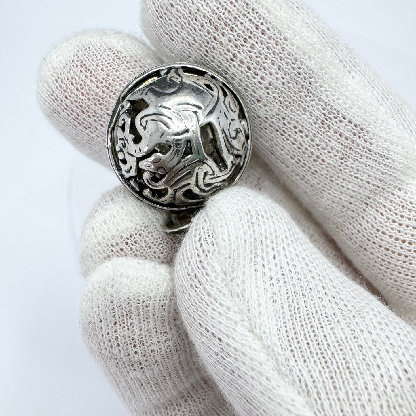 Vintage or Antique Solid Silver Scandinavian Troll-Sphere Pendant.