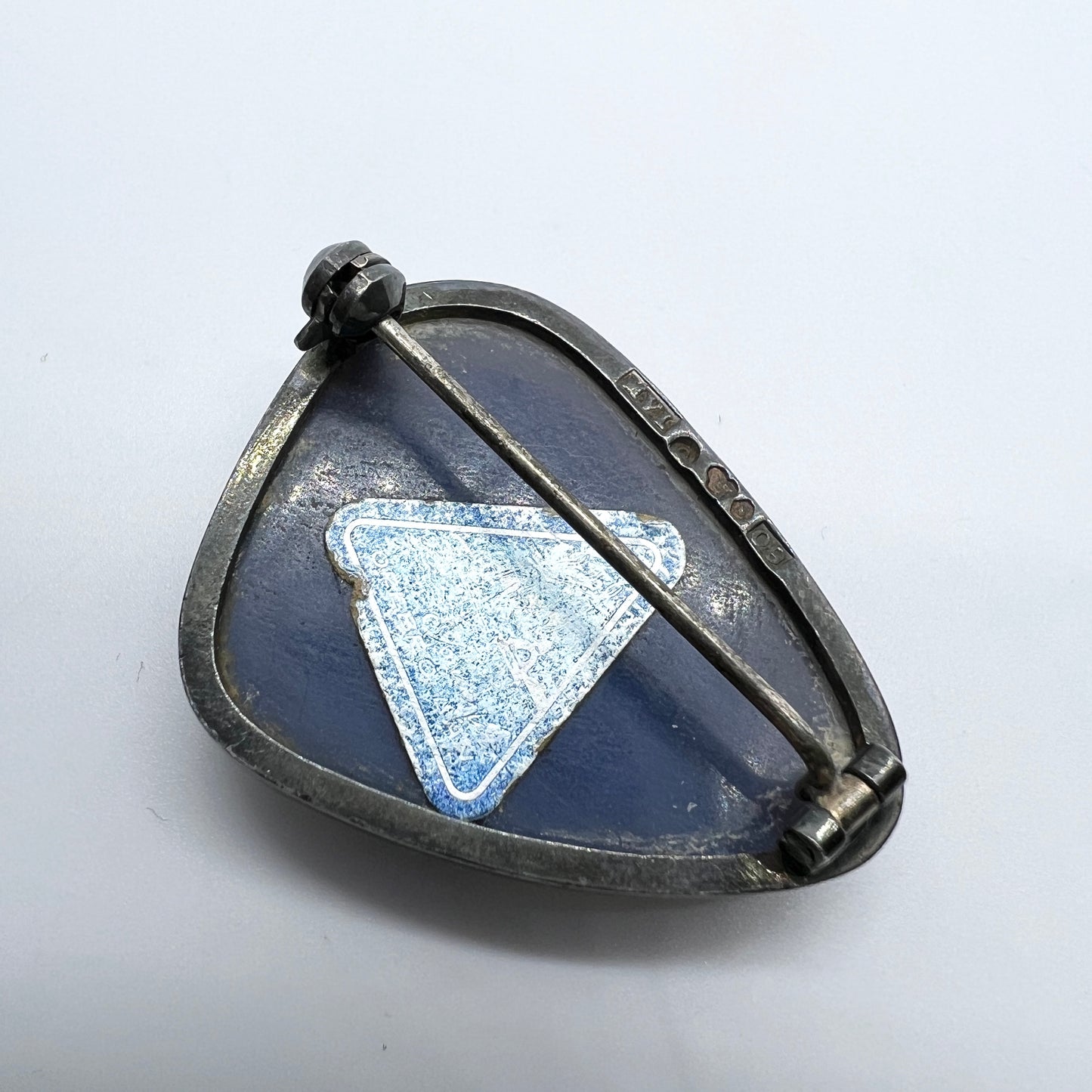 Märta Lindgren, Sweden 1964. Vintage Solid Silver Bergslagen-stone Brooch.