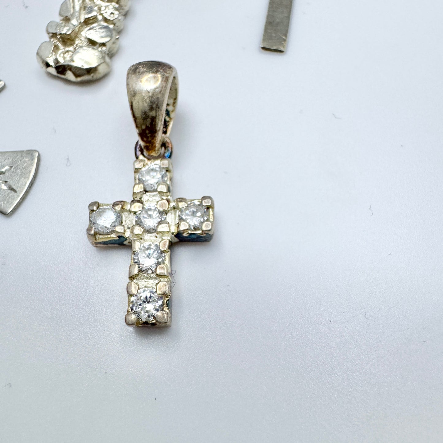 Job Lot. Vintage Solid Silver Cross Crucifix Pendants.