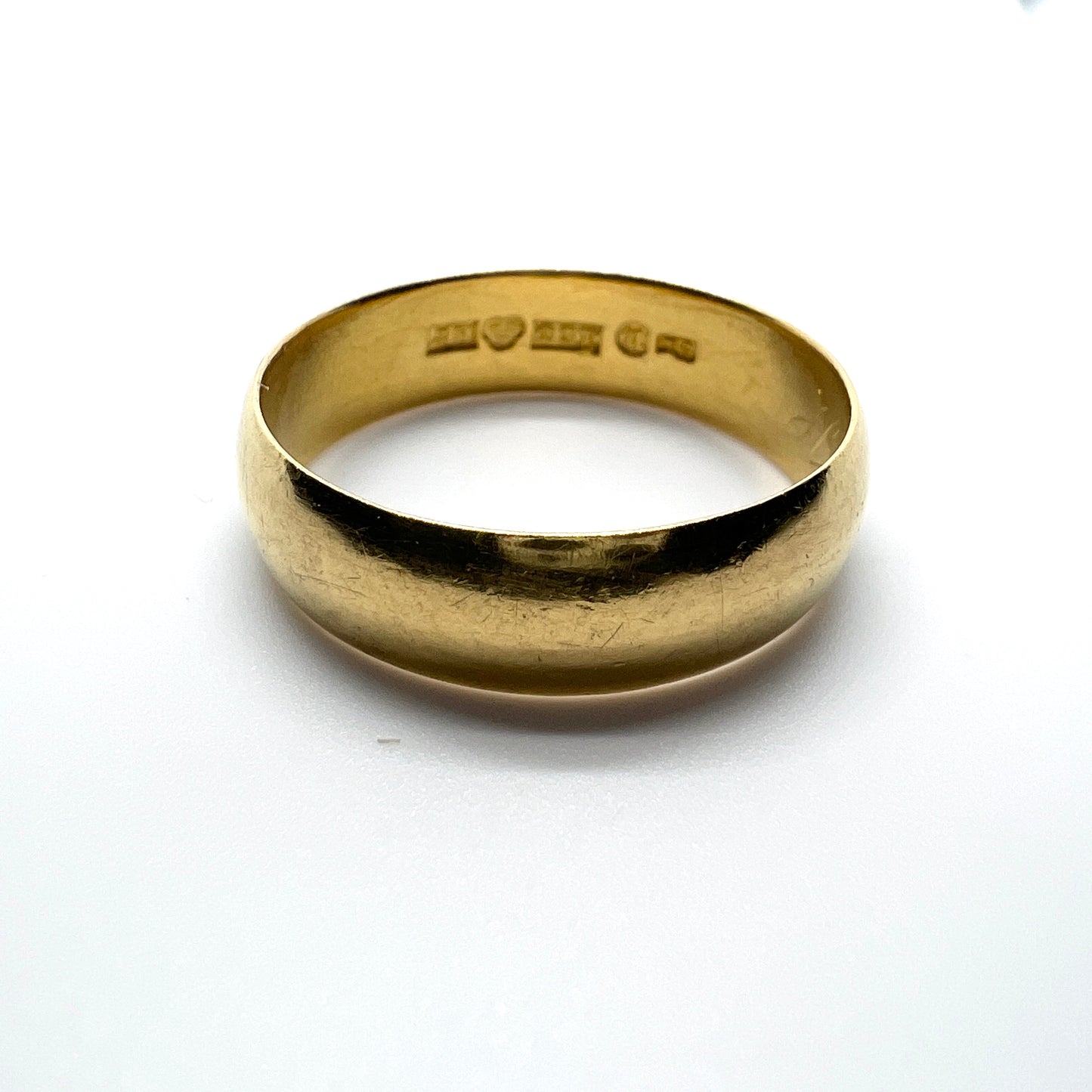 Johan Hansson, Sweden year 1900. Antique 23k Gold Men's Wedding Band Ring.