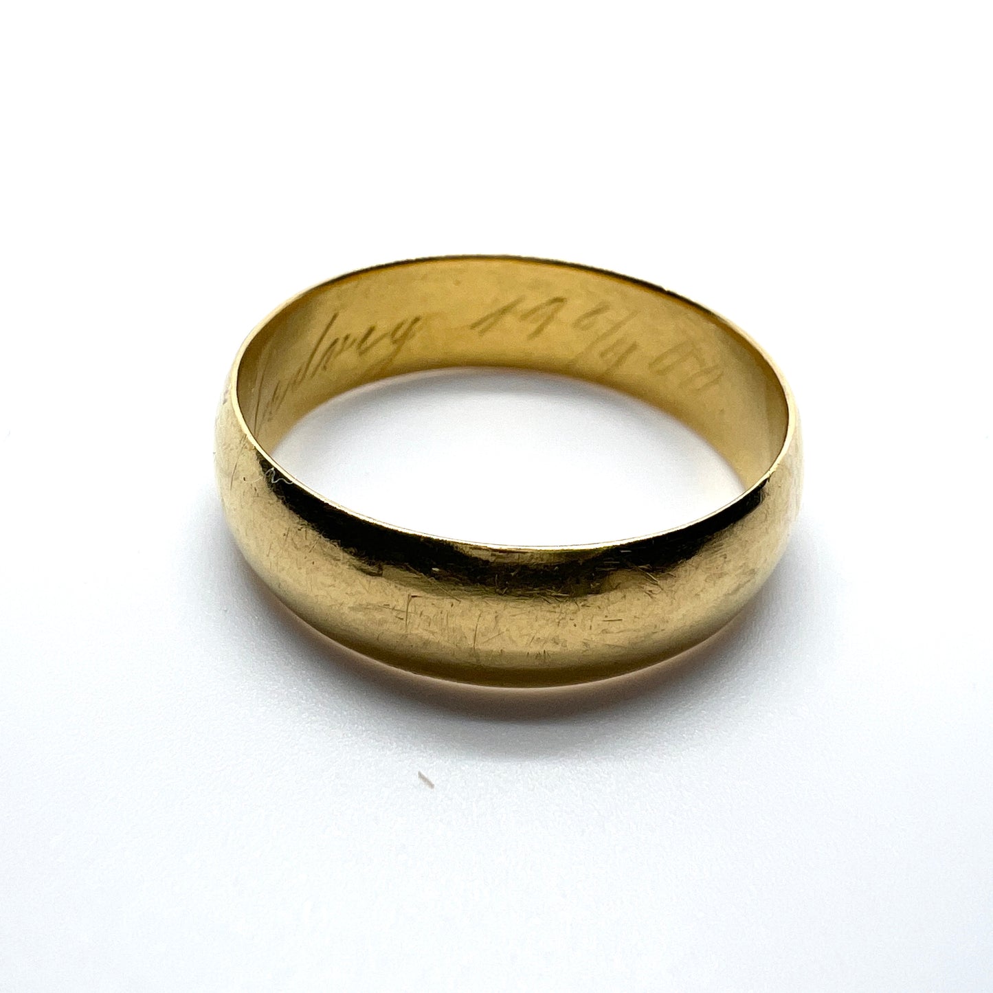 Johan Hansson, Sweden year 1900. Antique 23k Gold Men's Wedding Band Ring.