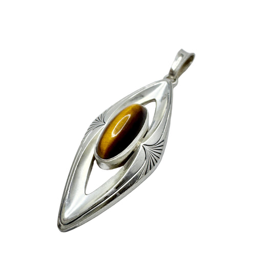 Friedrich Speidel, Germany 1961. Vintage Solid Silver Tiger's Eye Pendant.