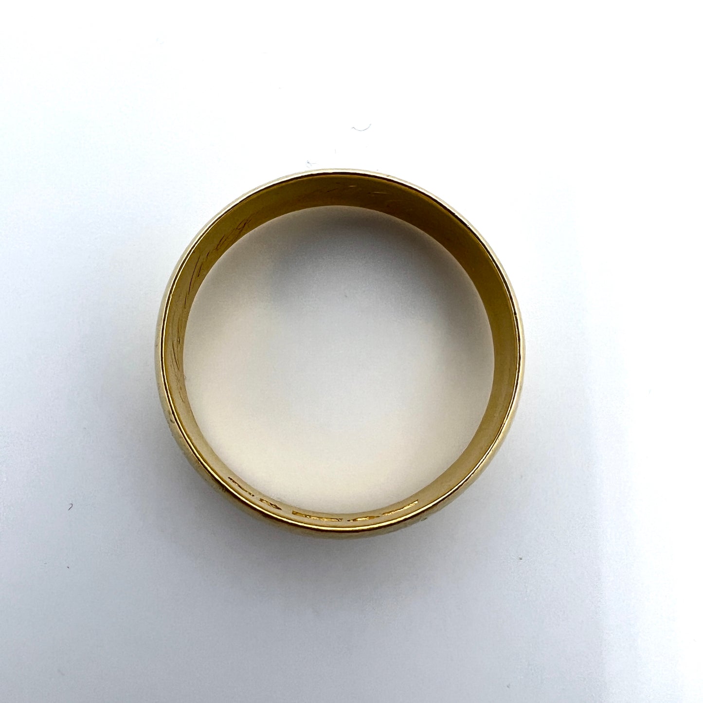 Johan Hansson, Sweden year 1900. Antique 23k Gold Men's Wedding Band Ring.