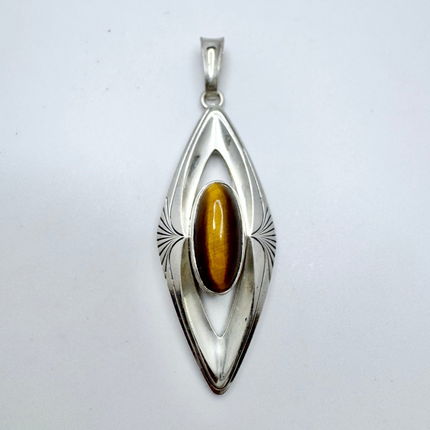 Friedrich Speidel, Germany 1961. Vintage Solid Silver Tiger's Eye Pendant.