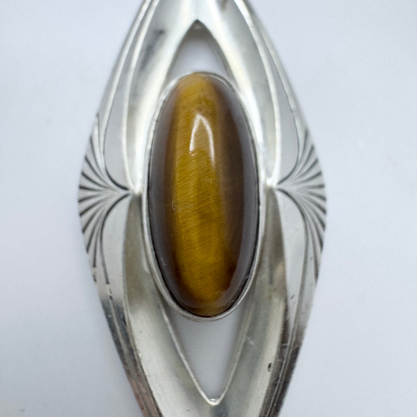 Friedrich Speidel, Germany 1961. Vintage Solid Silver Tiger's Eye Pendant.