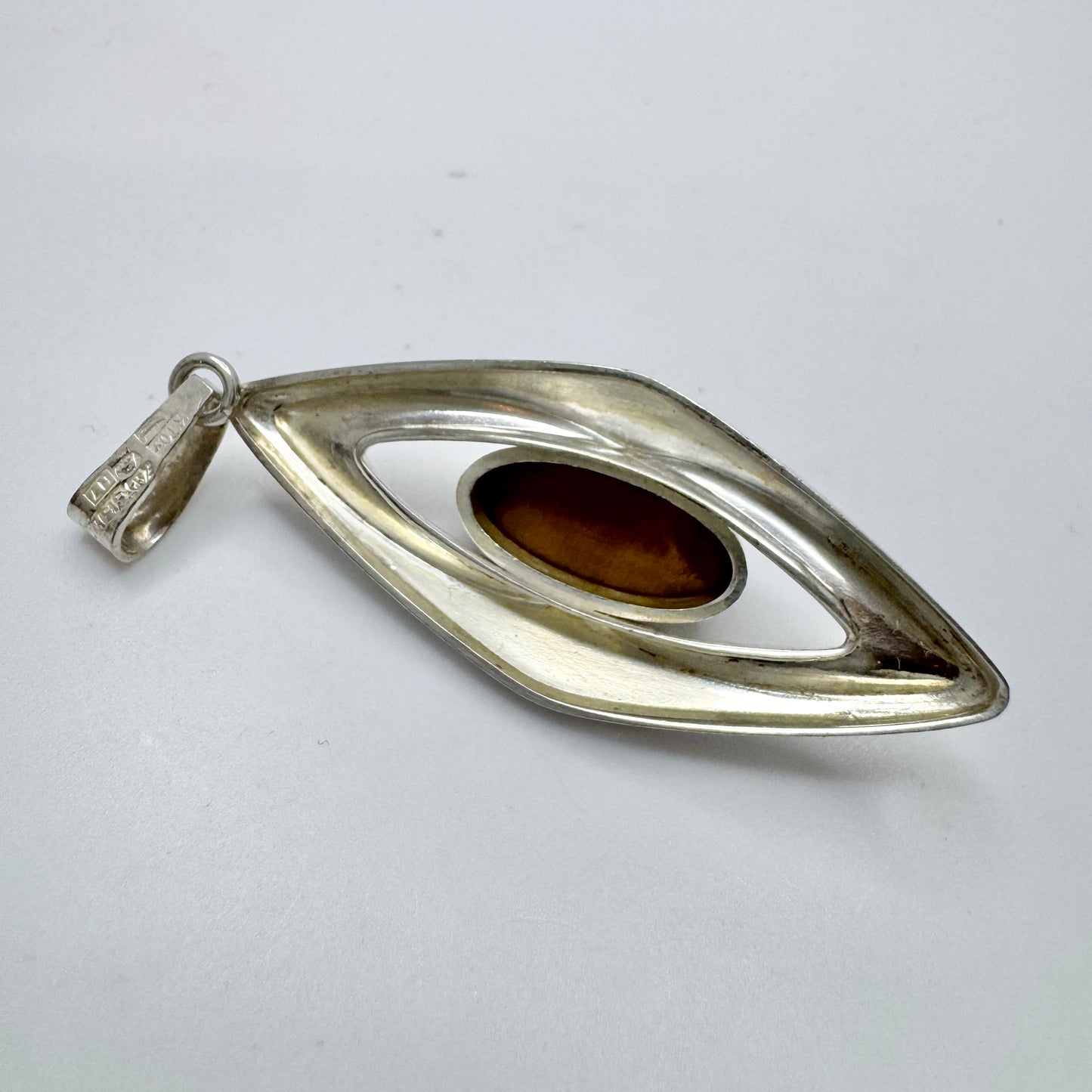 Friedrich Speidel, Germany 1961. Vintage Solid Silver Tiger's Eye Pendant.