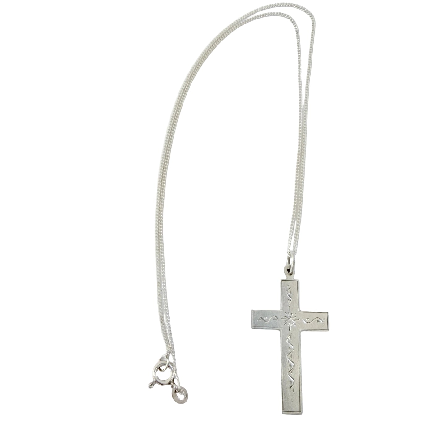 Herman Wist, Finland 1947. Vintage Solid Silver Cross Pendant Necklace.