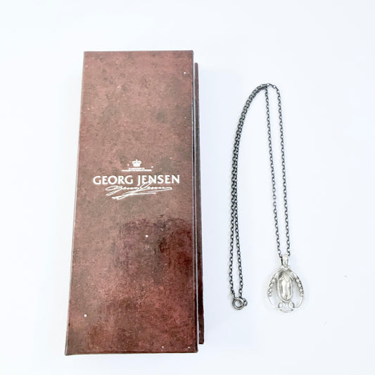 Georg Jensen, Denmark. Vintage Solid Silver Pendant Necklace. Heritage 1990. Original Box