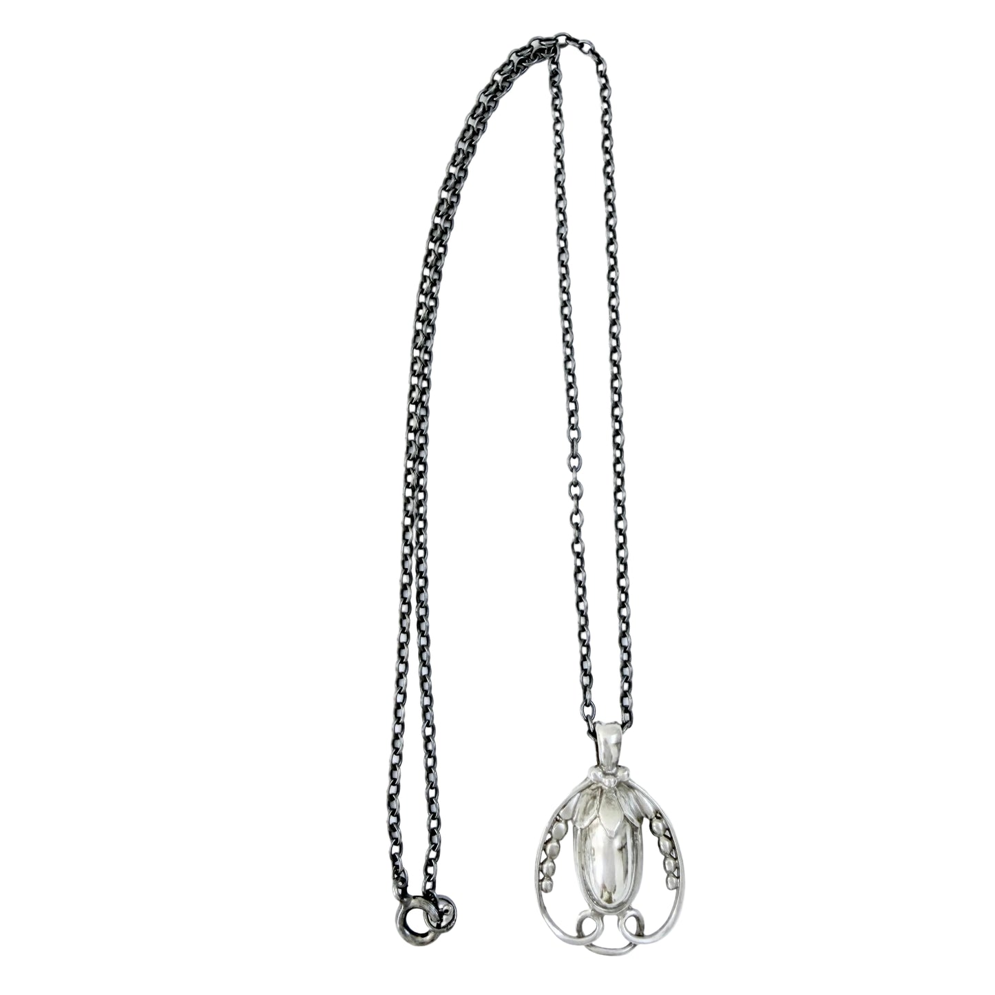 Georg Jensen, Denmark. Vintage Solid Silver Pendant Necklace. Heritage 1990. Original Box