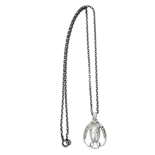 Georg Jensen, Denmark. Vintage Solid Silver Pendant Necklace. Heritage 1990. Original Box
