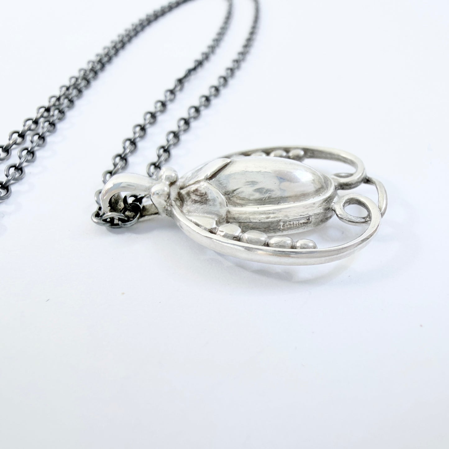 Georg Jensen, Denmark. Vintage Solid Silver Pendant Necklace. Heritage 1990. Original Box