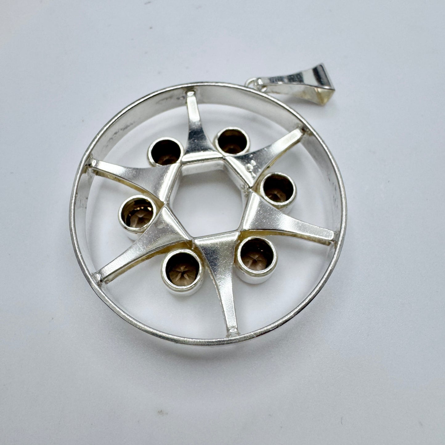 Salovaara, Finland 1970s. Vintage Sterling Silver Quartz Pendant.