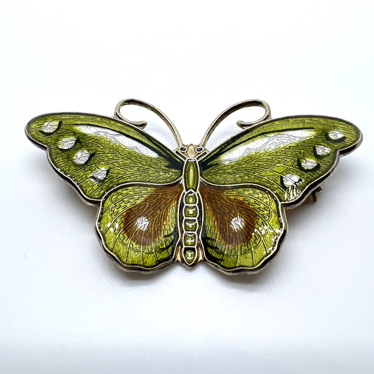 Hroar Prydz, Norway. Vintage Sterling Silver Enamel Butterfly Brooch.