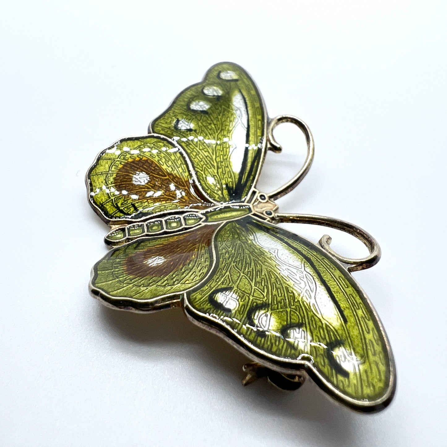 Hroar Prydz, Norway. Vintage Sterling Silver Enamel Butterfly Brooch.