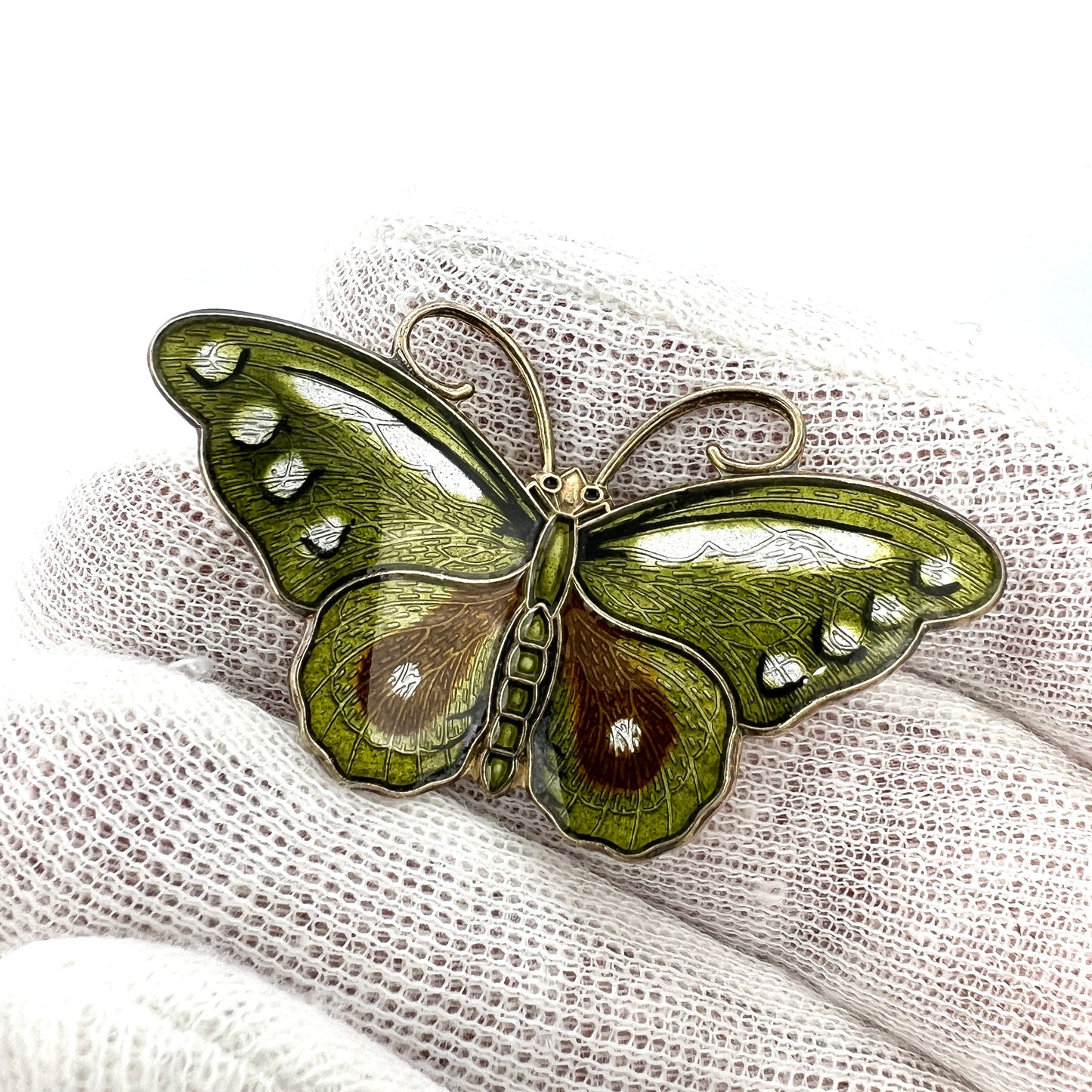 Hroar Prydz, Norway. Vintage Sterling Silver Enamel Butterfly Brooch.