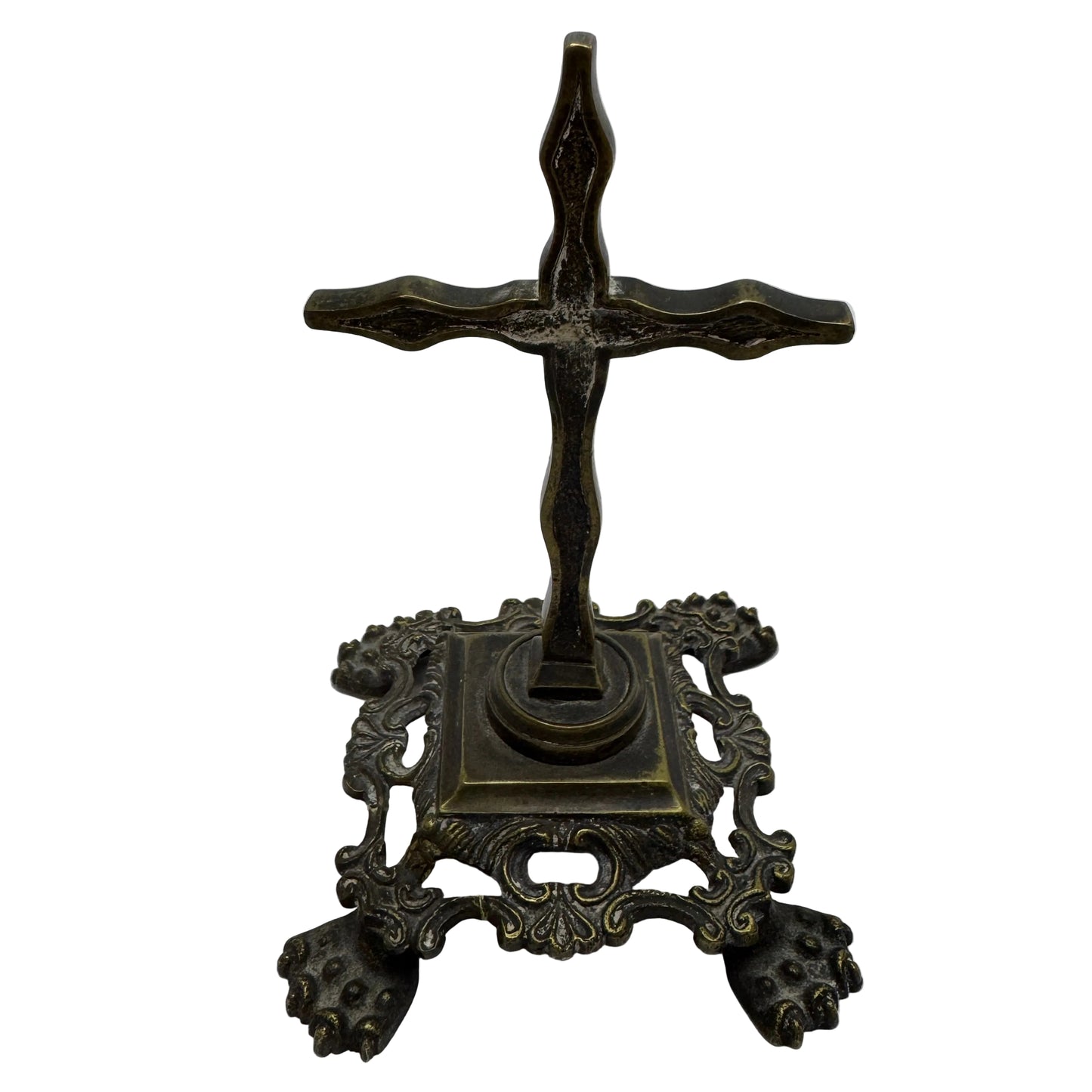 Antique Bronze Table Cross with Signature.
