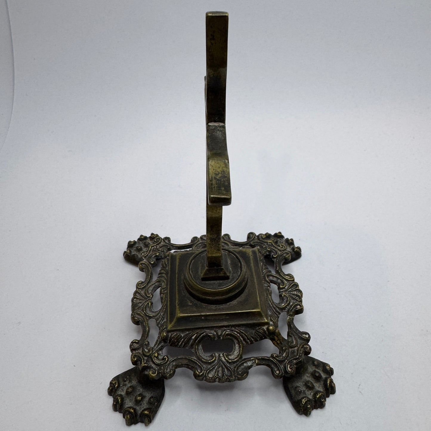 Antique Bronze Table Cross with Signature.