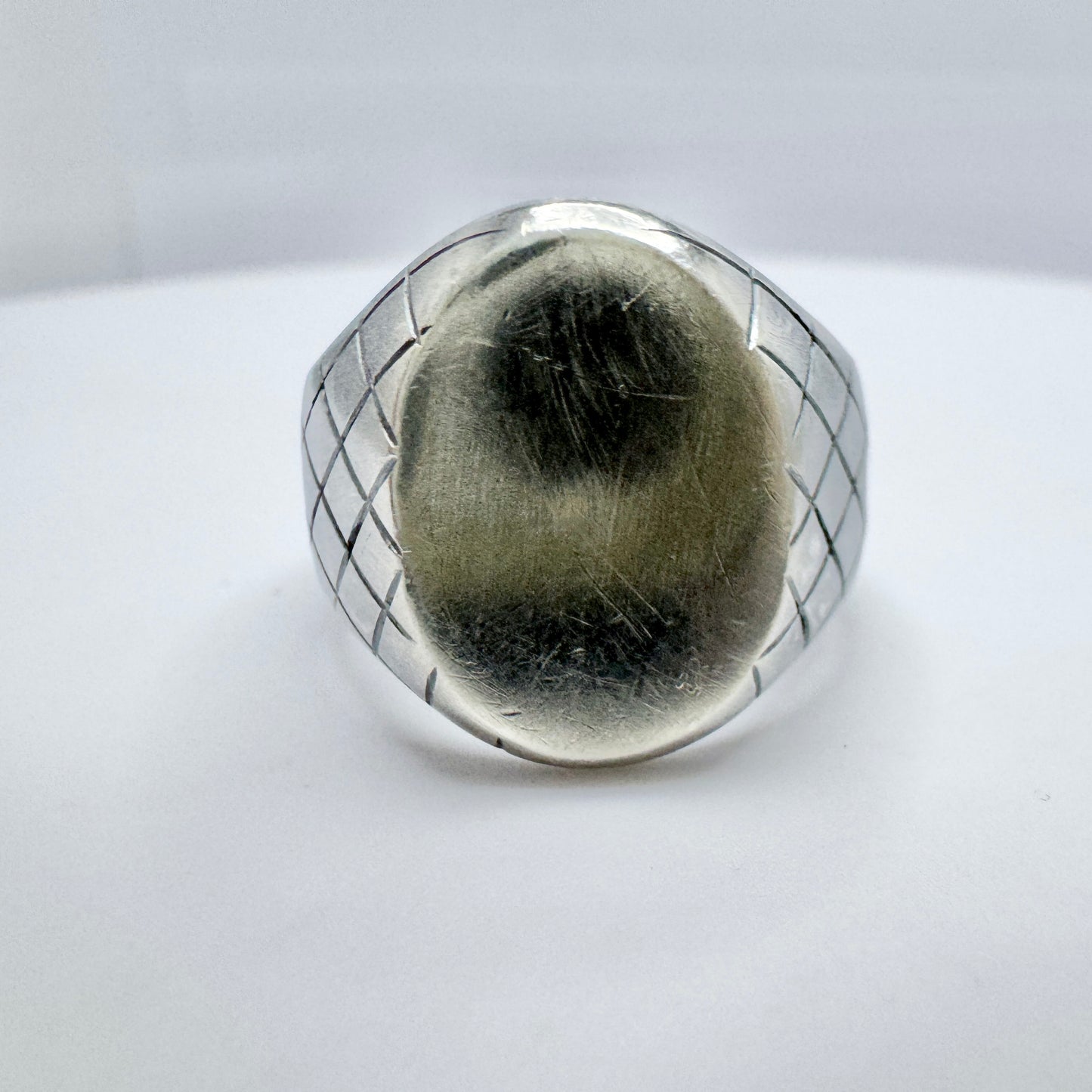 Vicenza, Italy. Chunky Vintage Sterling Silver Signet Ring.
