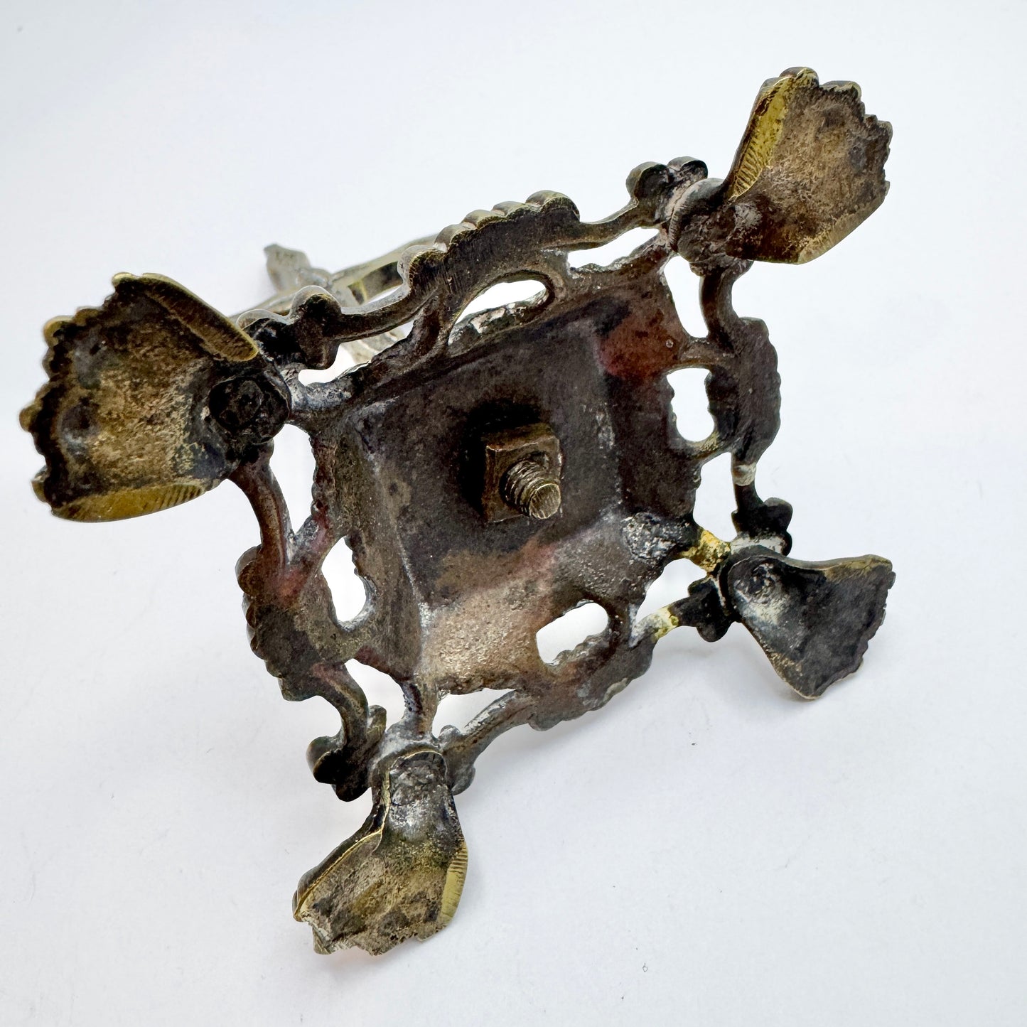 Antique Bronze Table Cross with Signature.