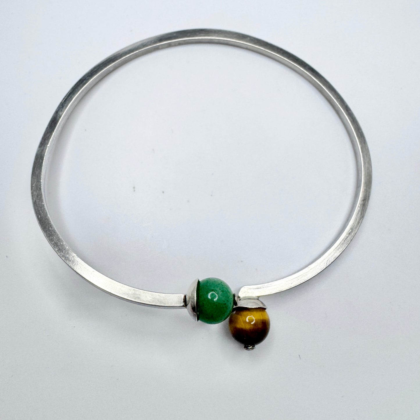Hedbergs, Sweden 1963. Vintage Sterling Silver Aventurine Tiger's Eye Bracelet.