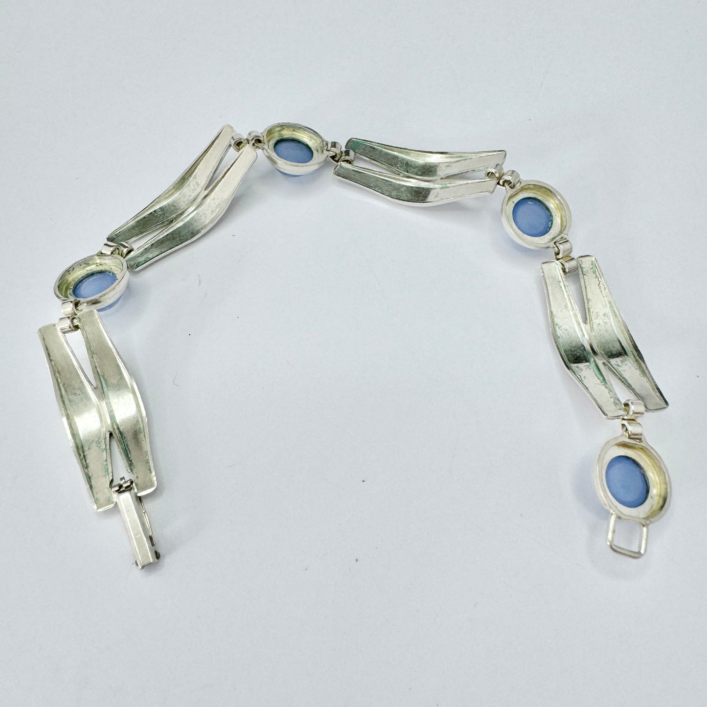 K&L-Kordes Lichtenfels, Germany 1960s. Vintage Solid Silver Chalcedony Bracelet.