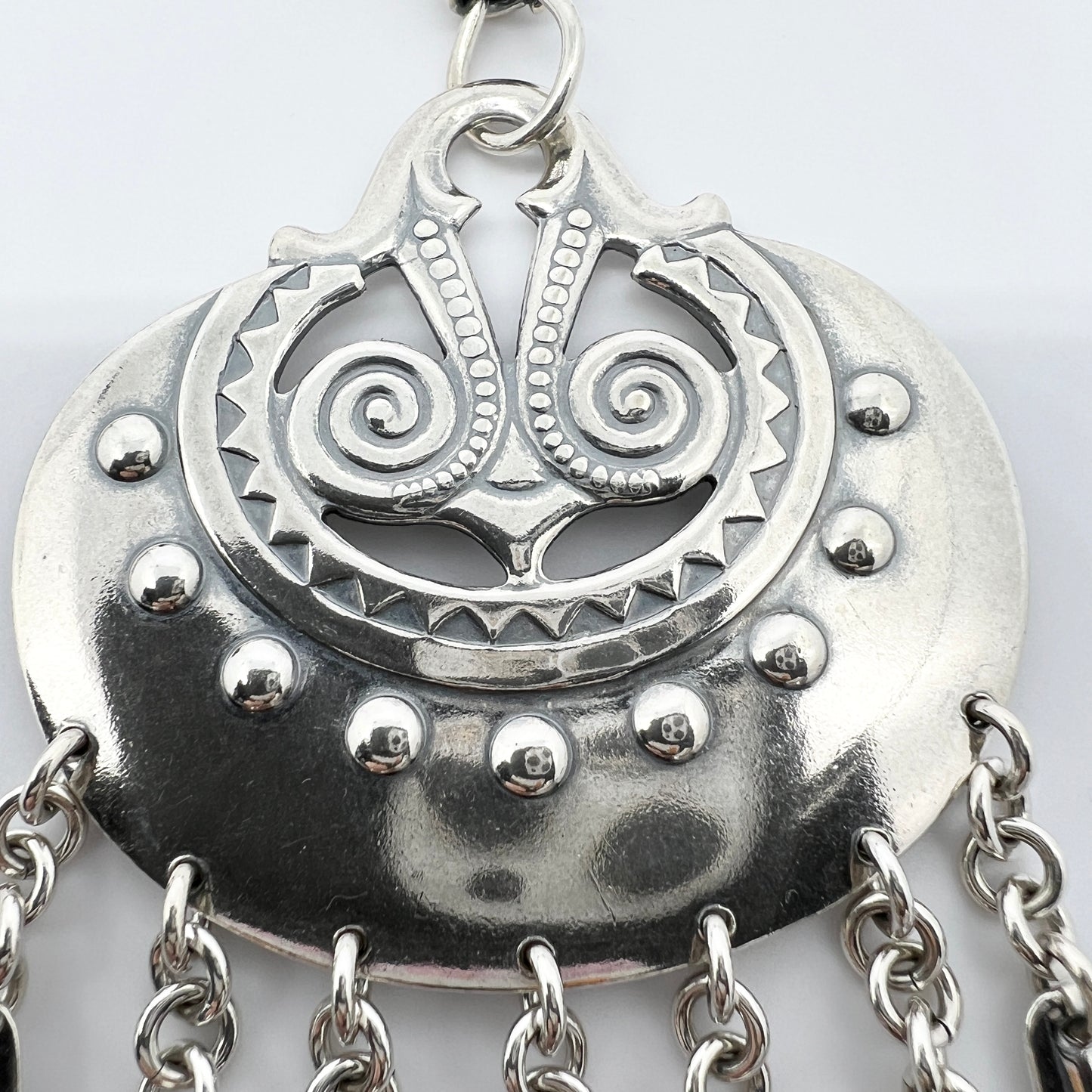 Kalevala Koru, Finland. Large Vintage Sterling Silver Pendant Necklace. Design: Moon Goddess