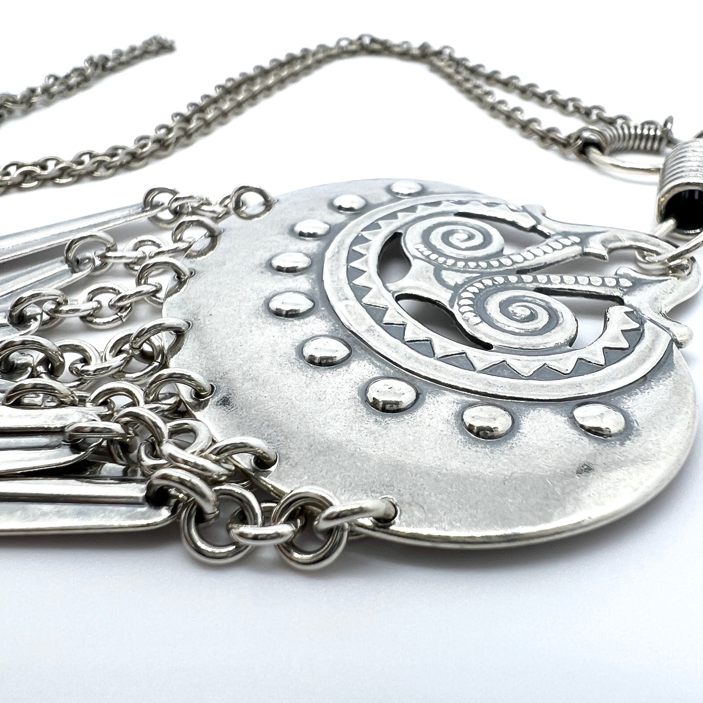 Kalevala Koru, Finland. Large Vintage Sterling Silver Pendant Necklace. Design: Moon Goddess