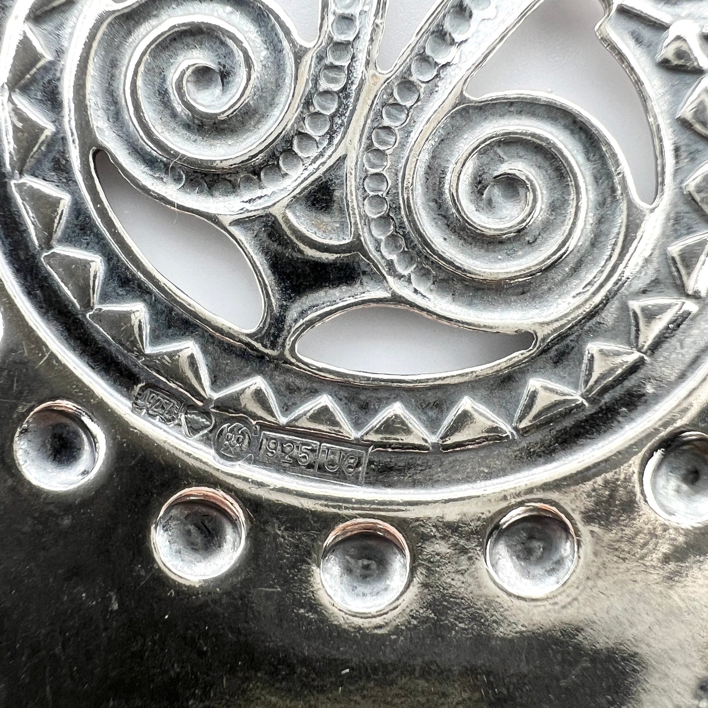 Kalevala Koru, Finland. Large Vintage Sterling Silver Pendant Necklace. Design: Moon Goddess