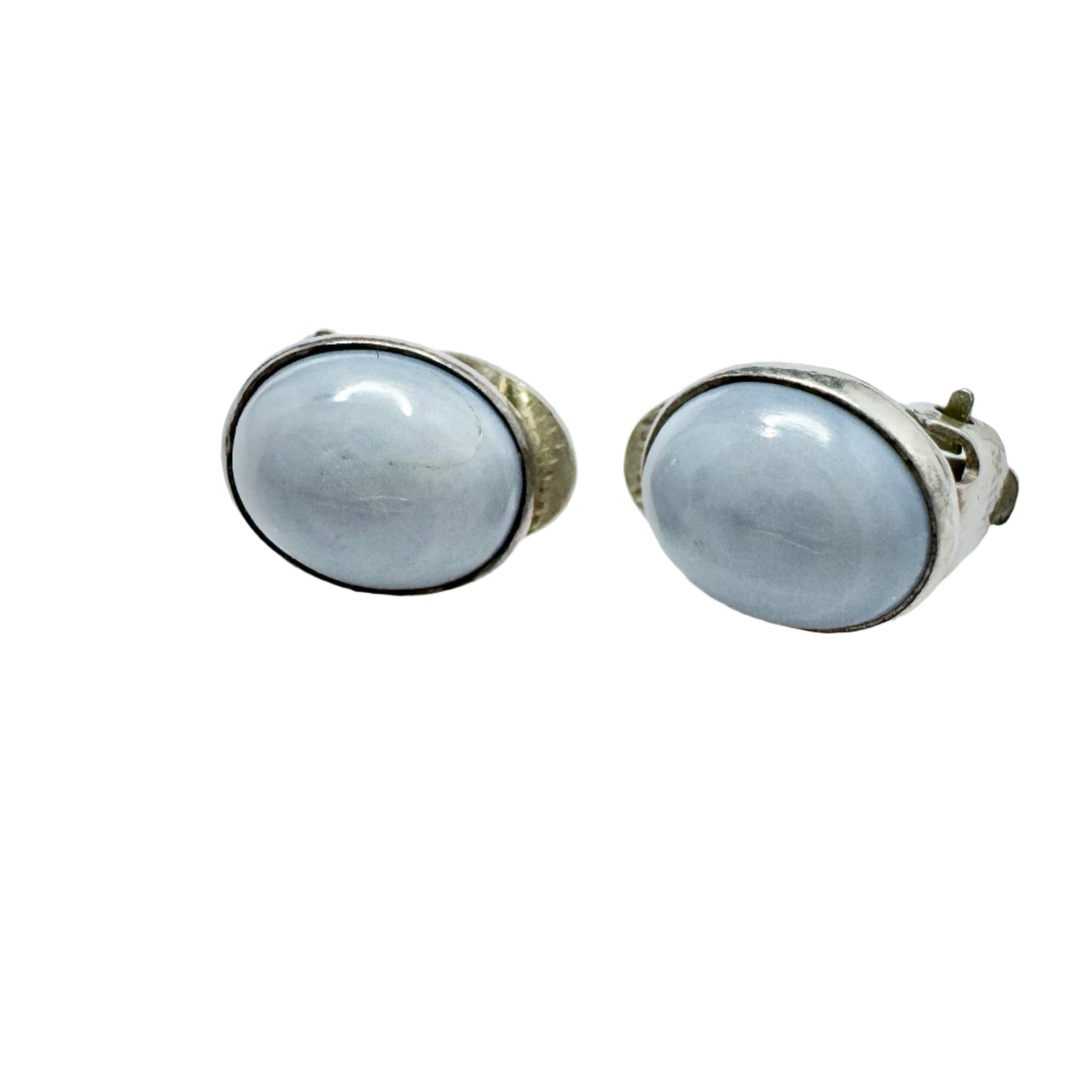 Sweden c 1960s. Vintage Solid Silver Bergslagen-stone Earrings.