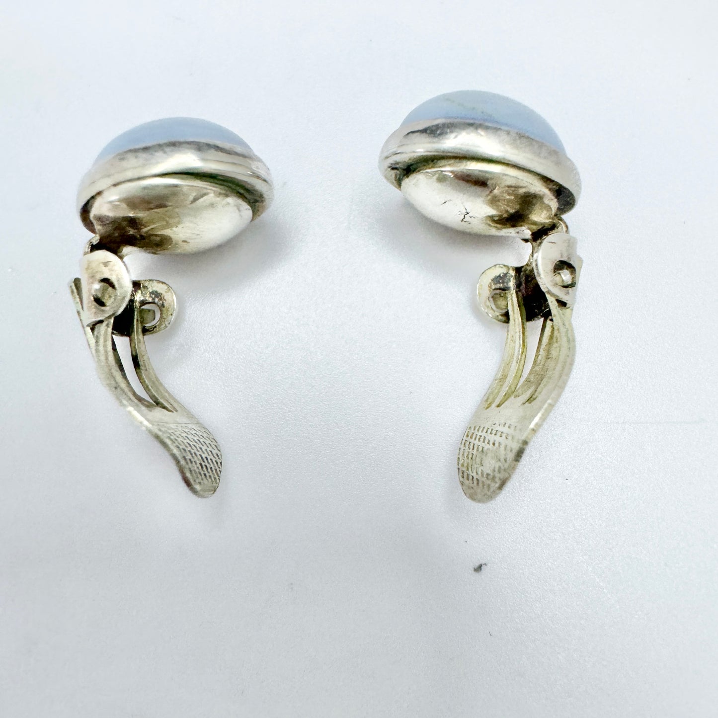 Sweden c 1960s. Vintage Solid Silver Bergslagen-stone Earrings.