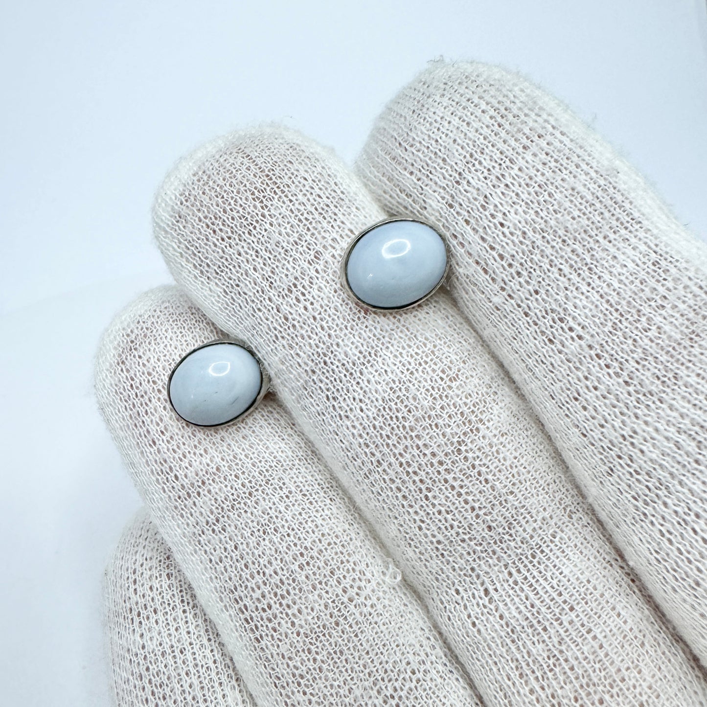 Sweden c 1960s. Vintage Solid Silver Bergslagen-stone Earrings.