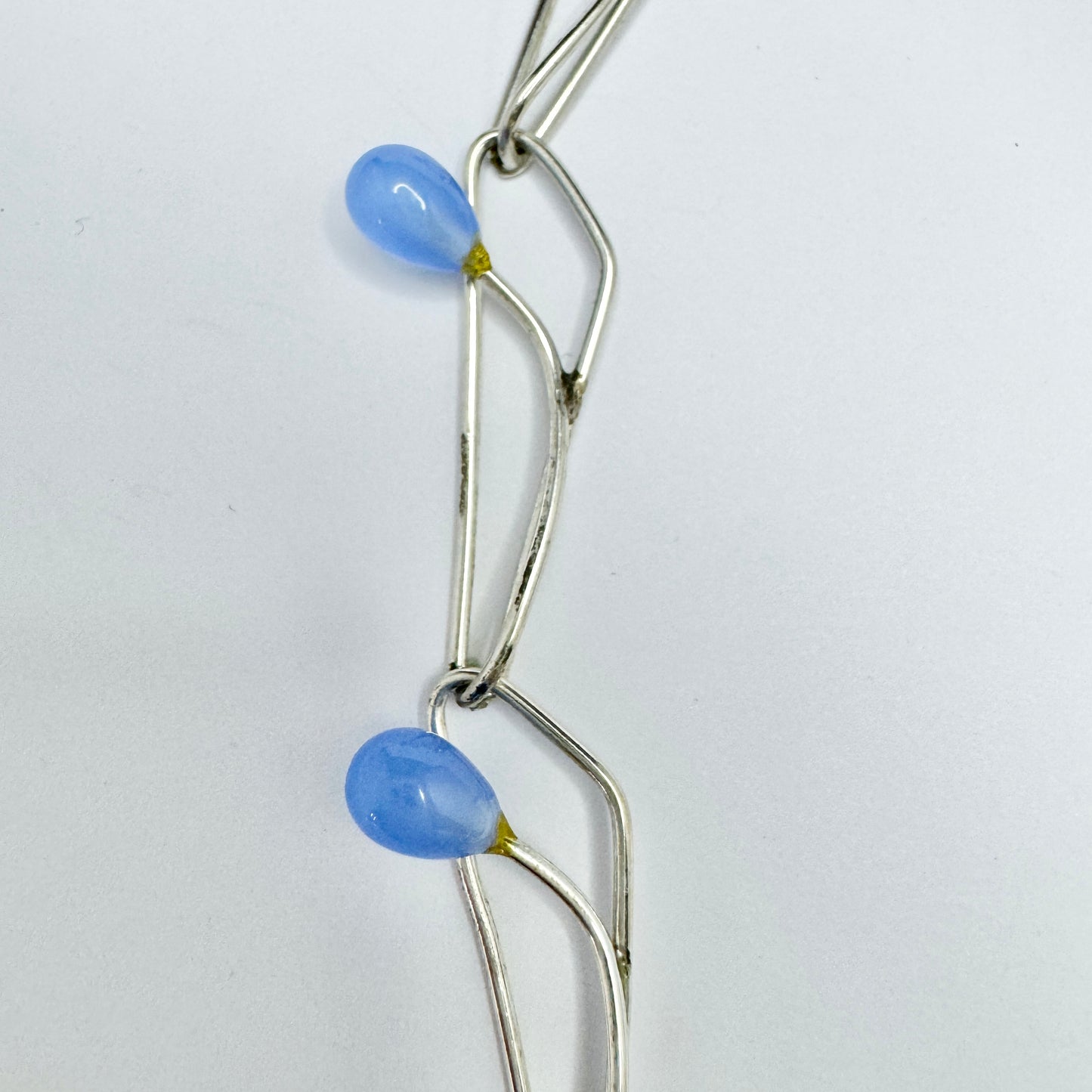 K&L-Kordes Lichtenfels, Germany c 1970s. Vintage 835 Silver Blue Drop Beads Necklace.