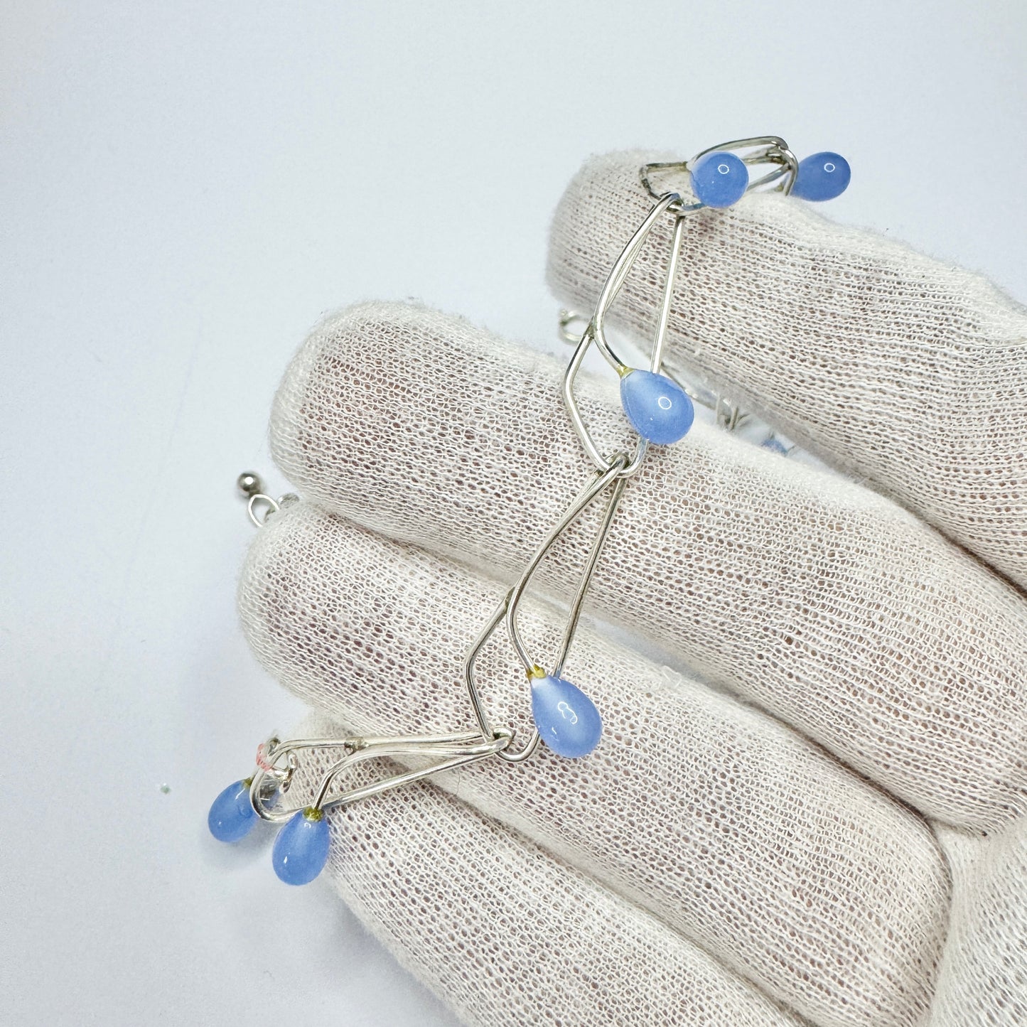 K&L-Kordes Lichtenfels, Germany c 1970s. Vintage 835 Silver Blue Drop Beads Necklace.