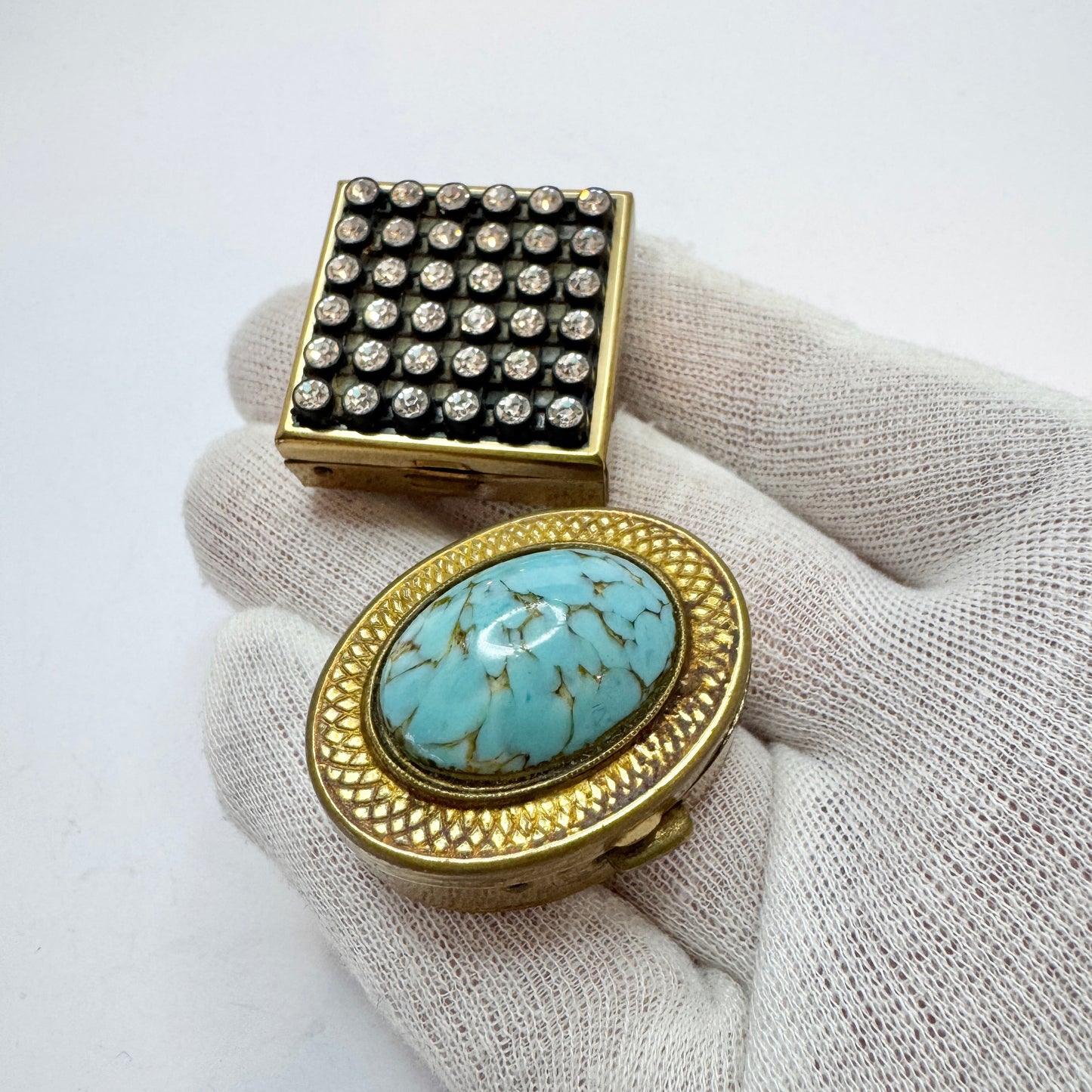 Two Vintage 1940-50s Trinket Pill Boxes.