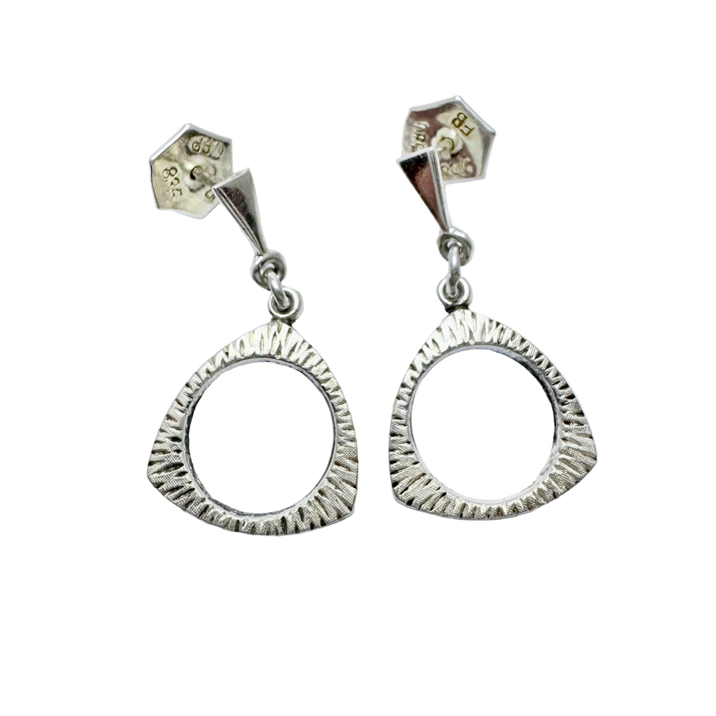 Maker F.B, Deutsches Bundespatent, Germany Vintage Solid Silver Earrings.