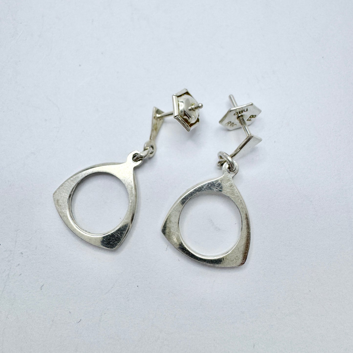 Maker F.B, Deutsches Bundespatent, Germany Vintage Solid Silver Earrings.