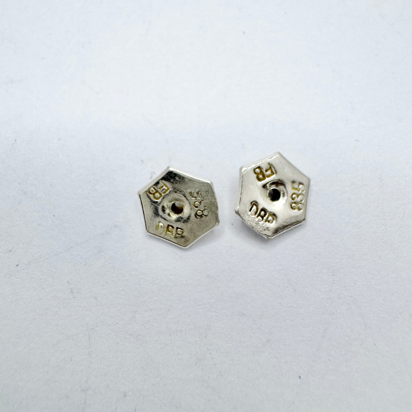 Maker F.B, Deutsches Bundespatent, Germany Vintage Solid Silver Earrings.