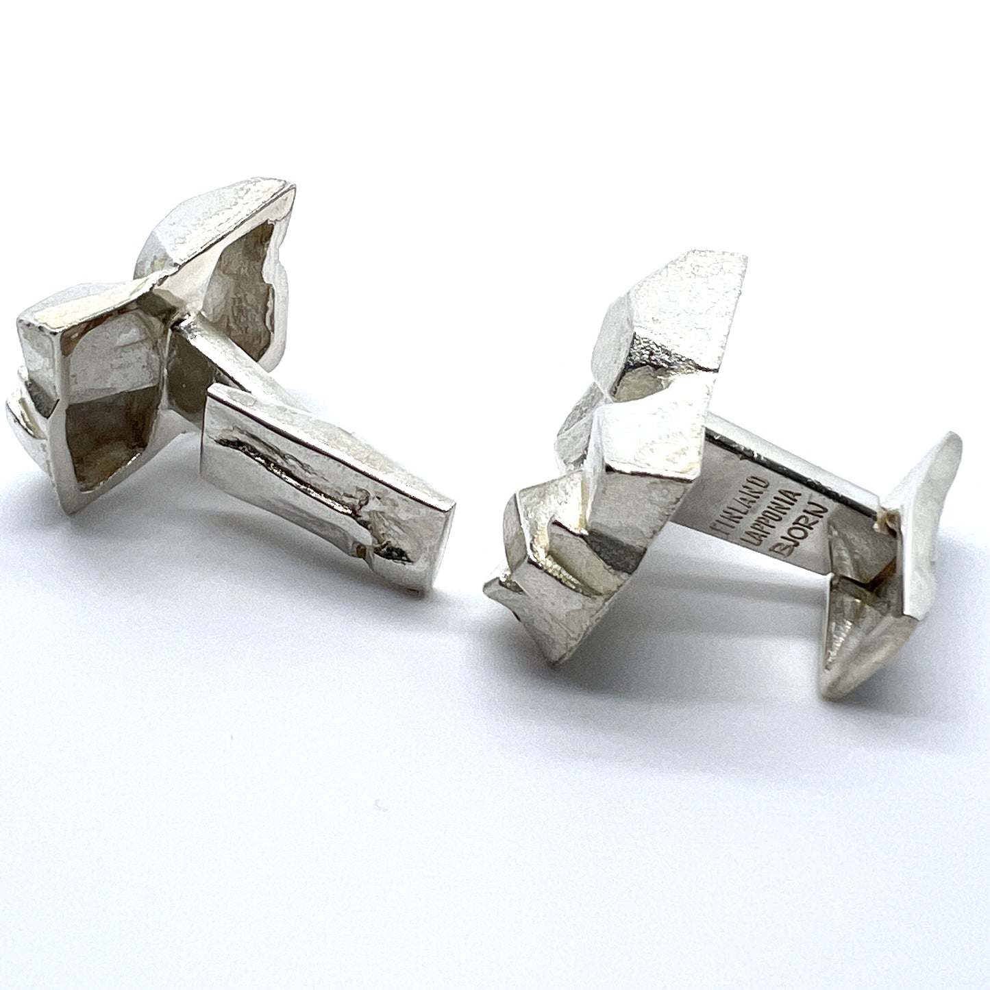 Bjorn Weckstrom for Lapponia 1974. Bold Vintage Sterling Silver Cufflinks. Signed.