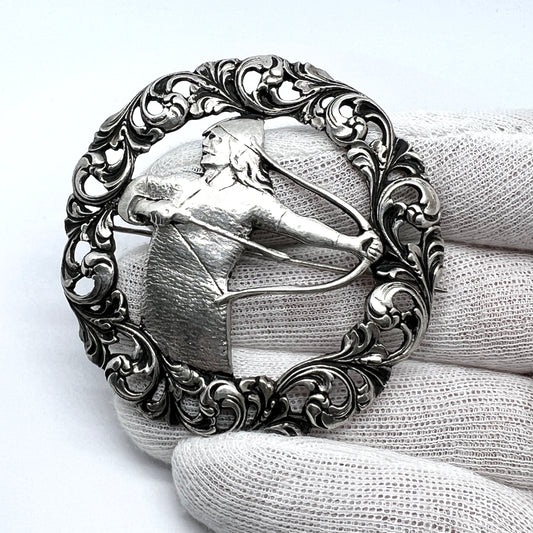 Norway c 1900. Antique Large Solid Silver Brooch.