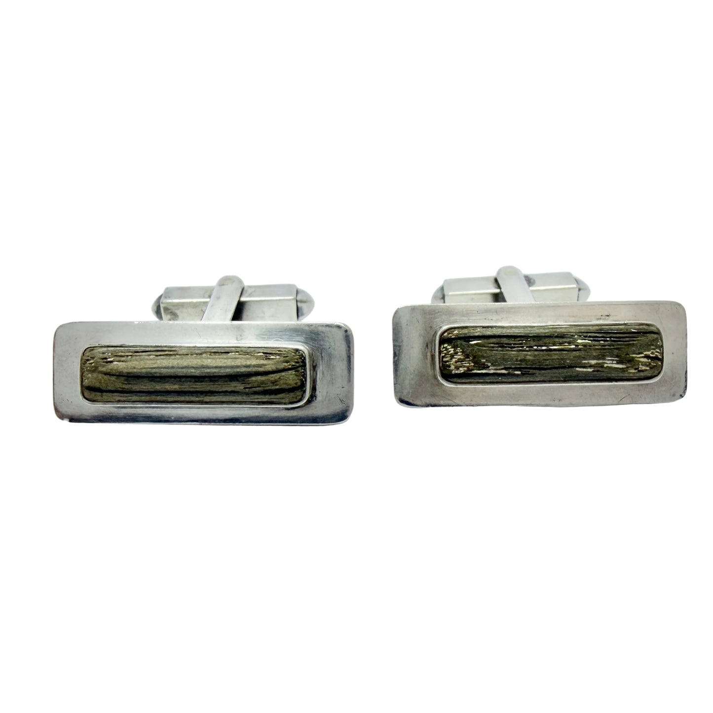 Sven-Olof Andersson, Sweden 1967. Vintage Sterling Silver Wood Cufflinks.