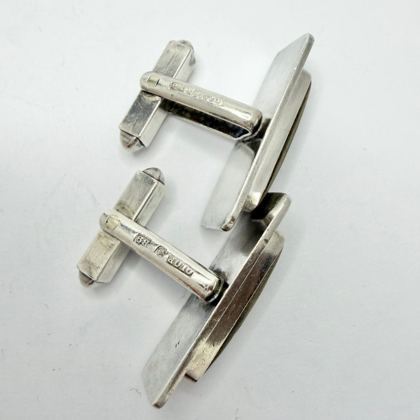 Sven-Olof Andersson, Sweden 1967. Vintage Sterling Silver Wood Cufflinks.