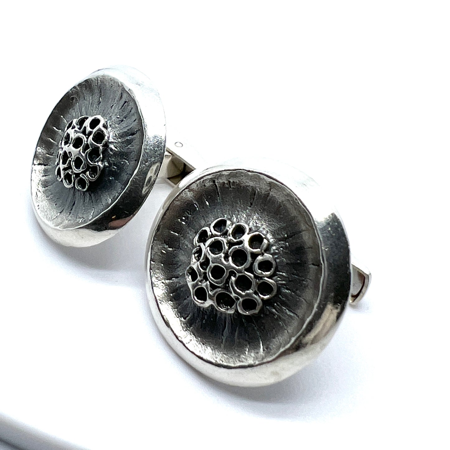 Reino Olavi Saastamoinen, Finland 1975. Large Vintage Sterling Silver Cufflinks.